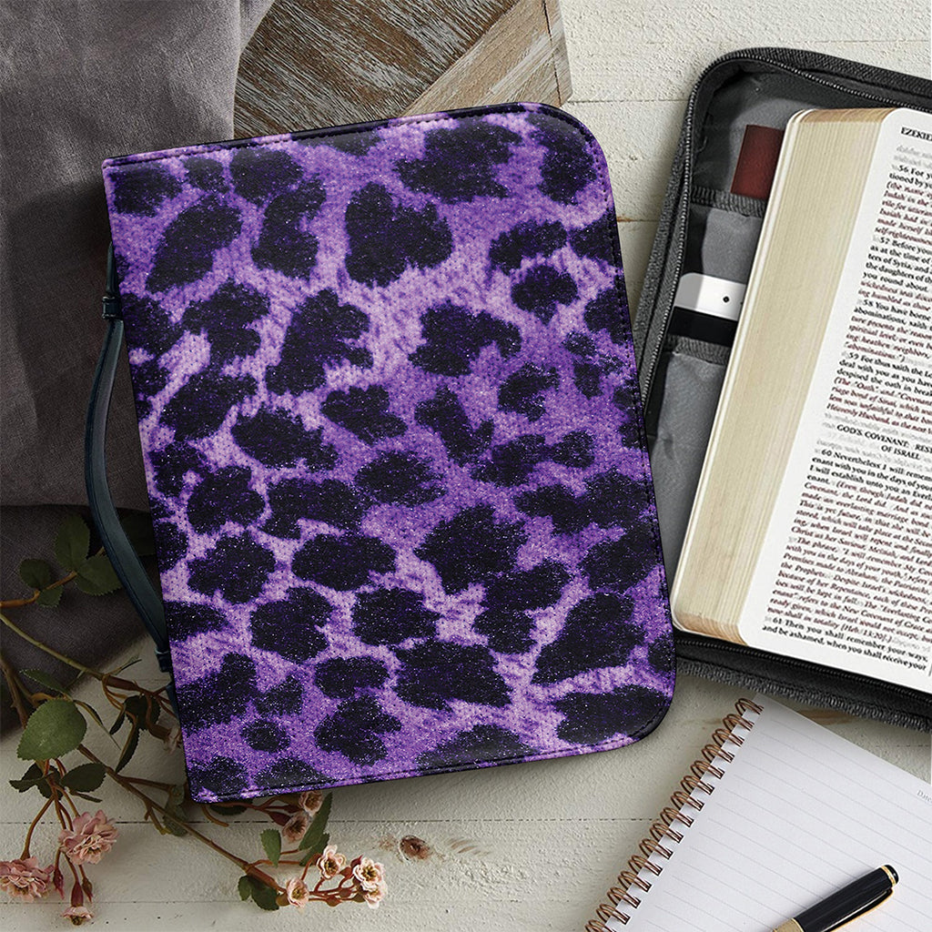Purple And Black Cheetah Print Leather Bible Cover