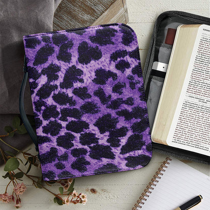 Purple And Black Cheetah Print Leather Bible Cover