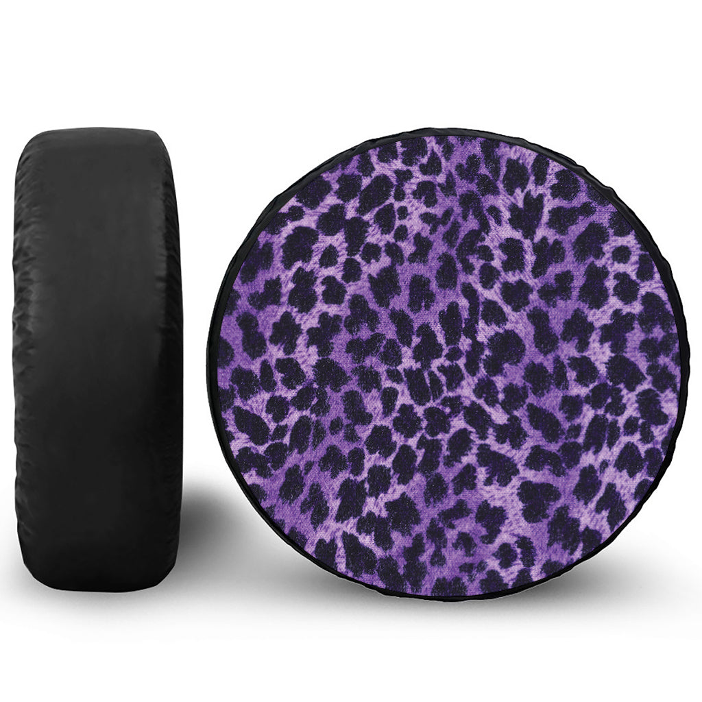 Purple And Black Cheetah Print Leather Spare Tire Cover