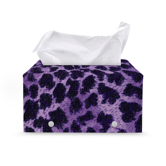Purple And Black Cheetah Print Leather Tissue Box Cover