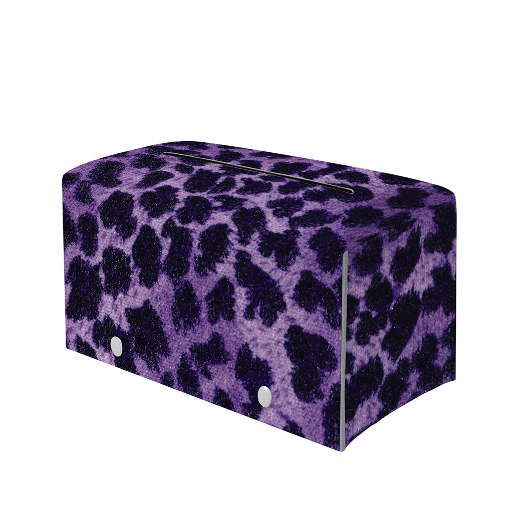 Purple And Black Cheetah Print Leather Tissue Box Cover