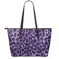 Purple And Black Cheetah Print Leather Tote Bag With Zipper