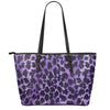 Purple And Black Cheetah Print Leather Tote Bag