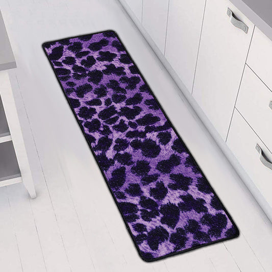 Purple And Black Cheetah Print Long Kitchen Mat
