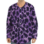 Purple And Black Cheetah Print Long Sleeve Baseball Jersey