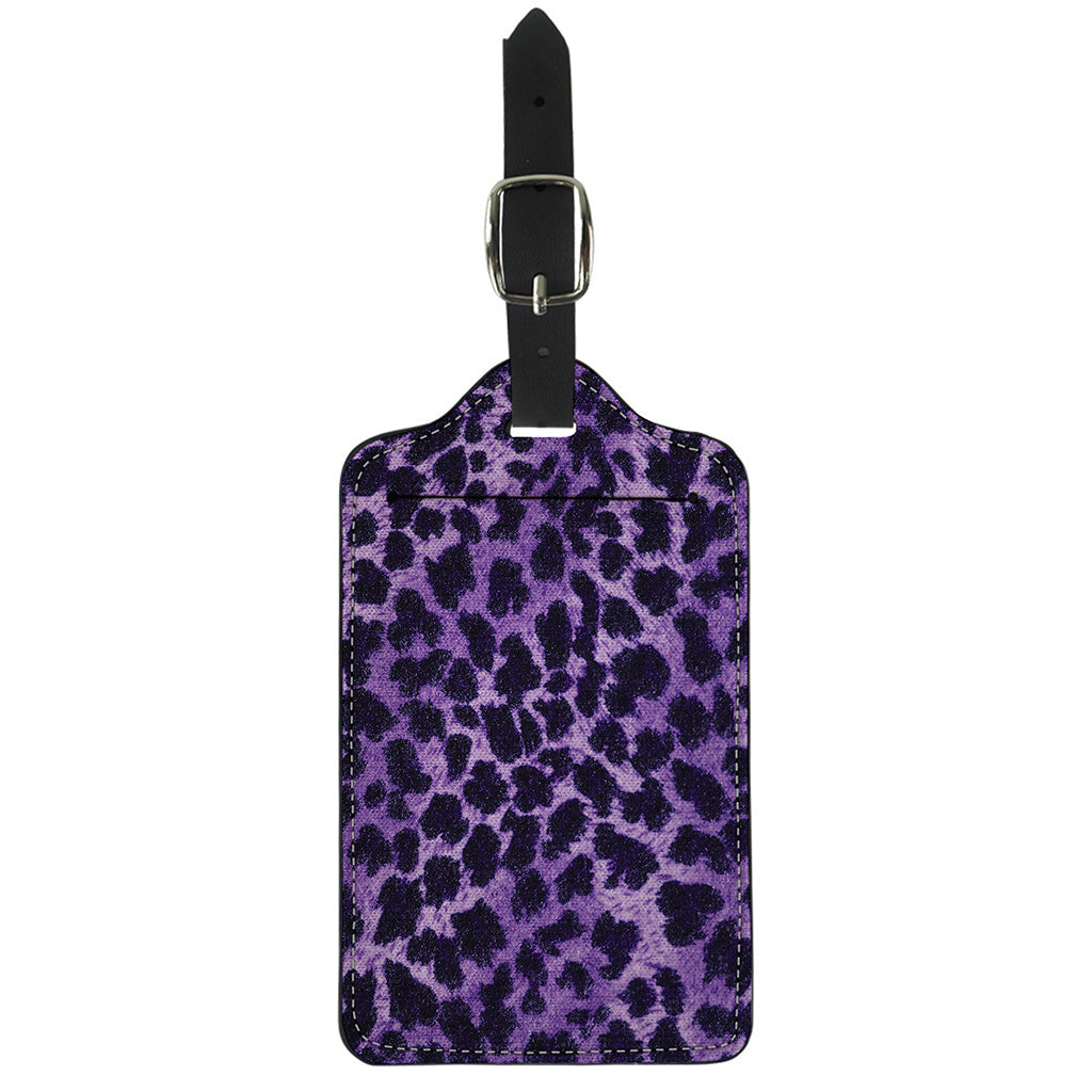 Purple And Black Cheetah Print Luggage Tag
