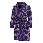 Purple And Black Cheetah Print Men's Bathrobe