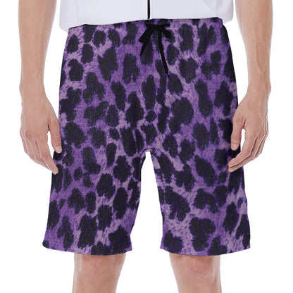 Purple And Black Cheetah Print Men's Beach Shorts