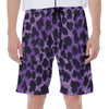 Purple And Black Cheetah Print Men's Beach Shorts