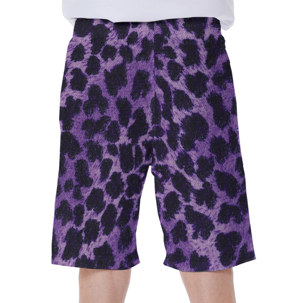 Purple And Black Cheetah Print Men's Beach Shorts