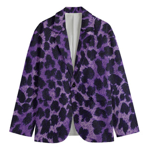 Purple And Black Cheetah Print Men's Blazer