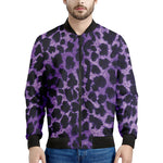 Purple And Black Cheetah Print Men's Bomber Jacket