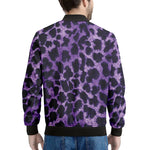 Purple And Black Cheetah Print Men's Bomber Jacket