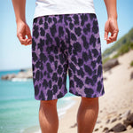 Purple And Black Cheetah Print Men's Cargo Shorts