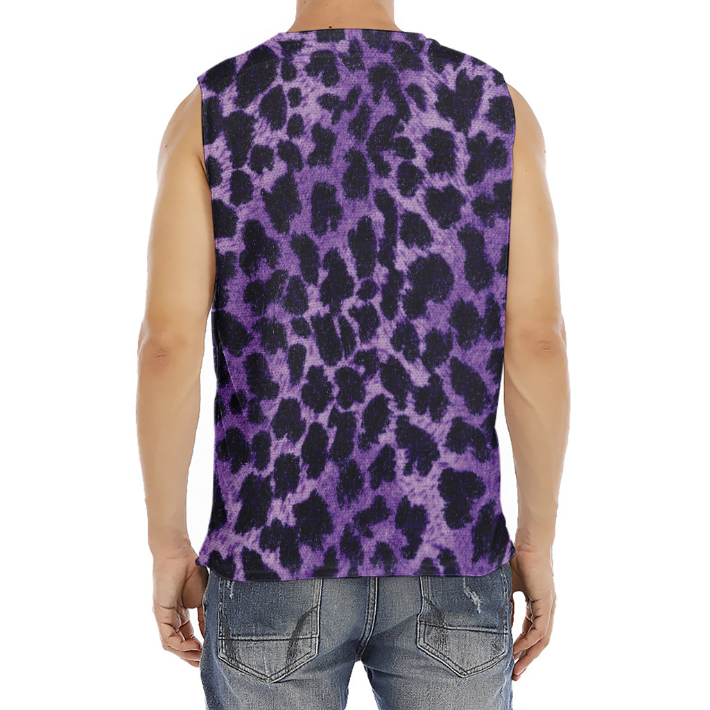 Purple And Black Cheetah Print Men's Fitness Tank Top