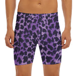 Purple And Black Cheetah Print Men's Long Boxer Briefs