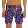 Purple And Black Cheetah Print Men's Long Boxer Briefs