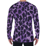 Purple And Black Cheetah Print Men's Long Sleeve T-Shirt