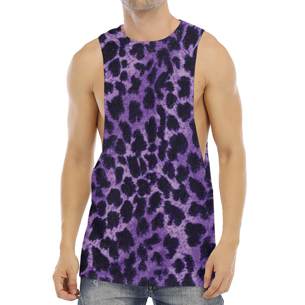 Purple And Black Cheetah Print Men's Muscle Tank Top