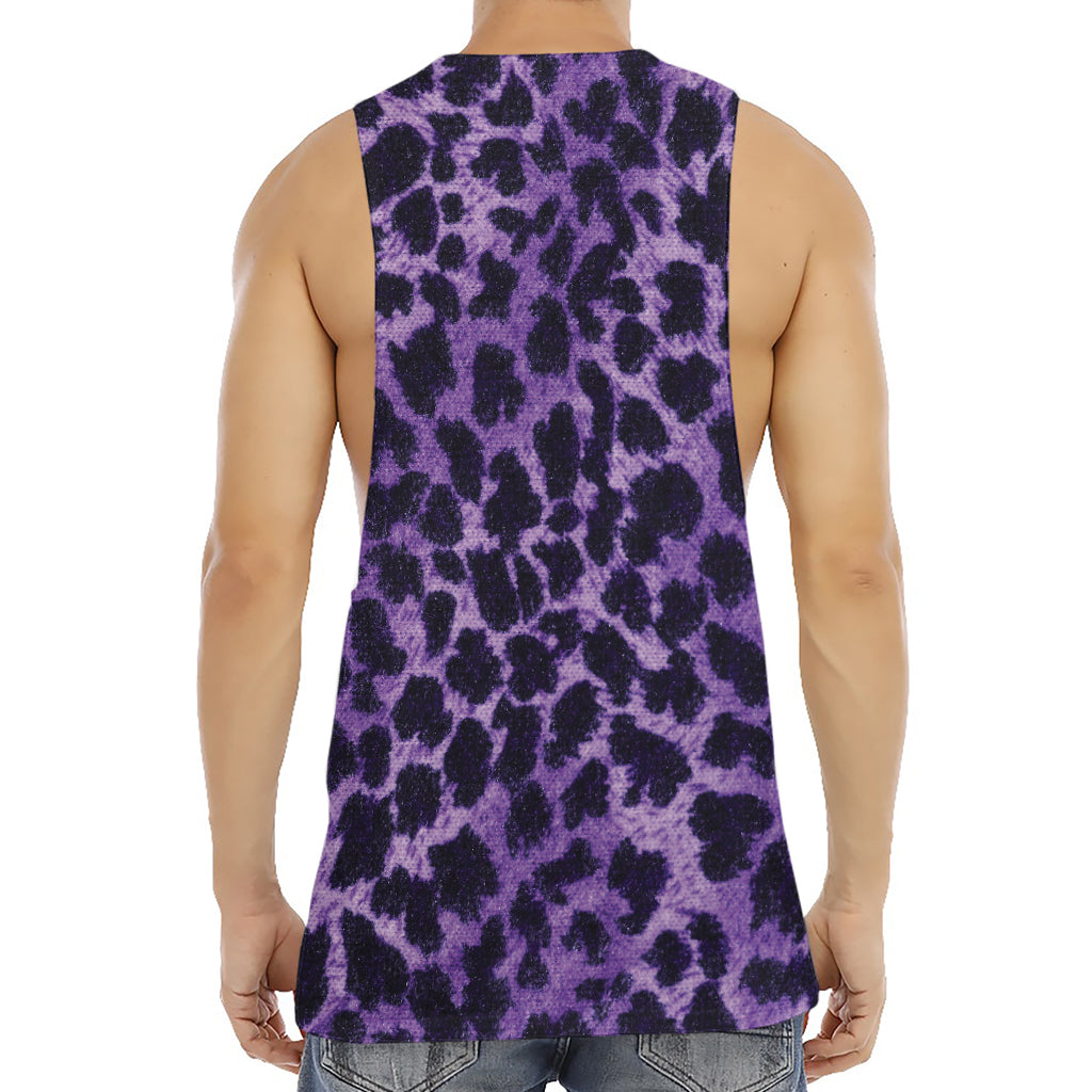 Purple And Black Cheetah Print Men's Muscle Tank Top