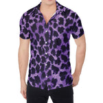 Purple And Black Cheetah Print Men's Shirt