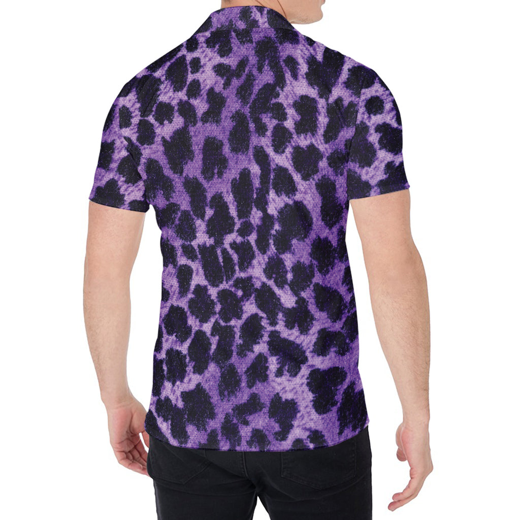 Purple And Black Cheetah Print Men's Shirt