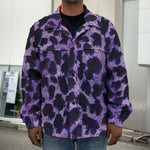 Purple And Black Cheetah Print Men's Shirt Jacket