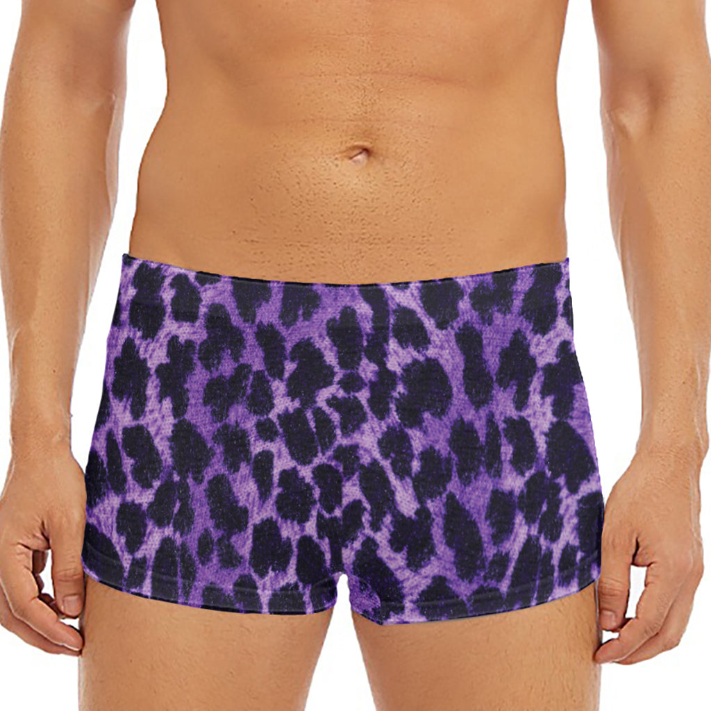 Purple And Black Cheetah Print Men's Short Boxer Briefs