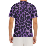 Purple And Black Cheetah Print Men's Short Sleeve Rash Guard