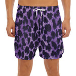 Purple And Black Cheetah Print Men's Split Running Shorts