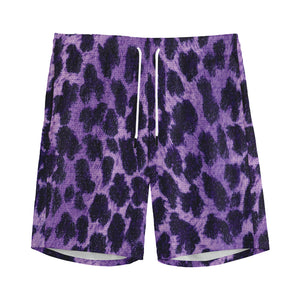 Purple And Black Cheetah Print Men's Sports Shorts