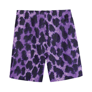 Purple And Black Cheetah Print Men's Sports Shorts