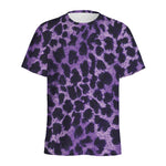 Purple And Black Cheetah Print Men's Sports T-Shirt