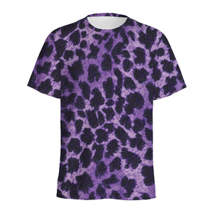 Purple And Black Cheetah Print Men's Sports T-Shirt