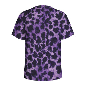 Purple And Black Cheetah Print Men's Sports T-Shirt