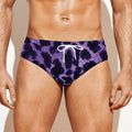 Purple And Black Cheetah Print Men's Swim Briefs