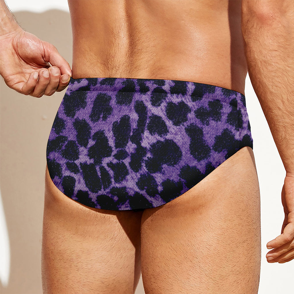 Purple And Black Cheetah Print Men's Swim Briefs