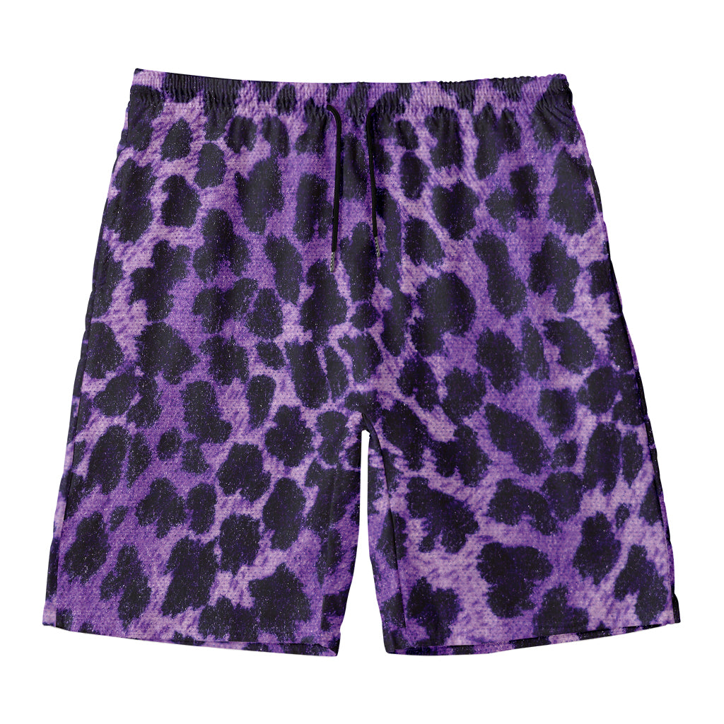 Purple And Black Cheetah Print Men's Swim Trunks