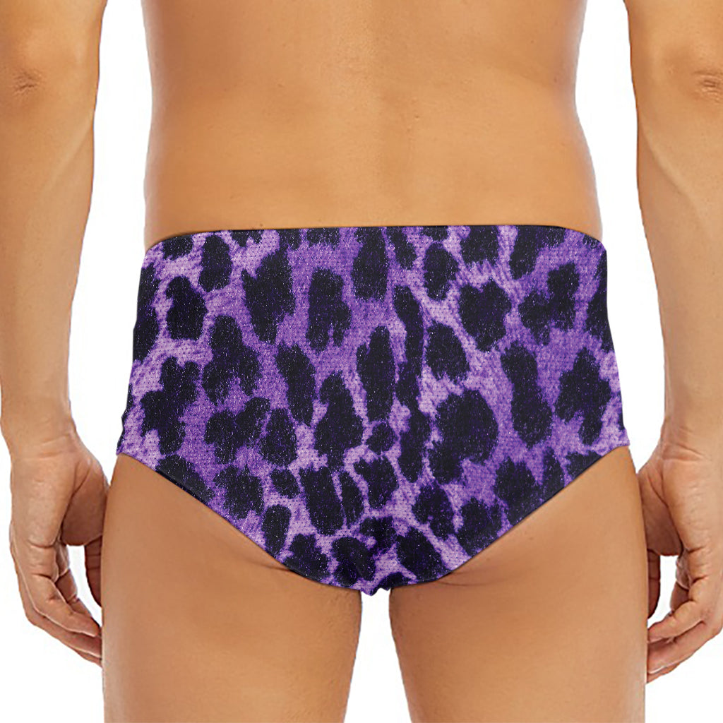 Purple And Black Cheetah Print Men's Triangle Swim Briefs