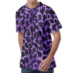 Purple And Black Cheetah Print Men's Velvet T-Shirt