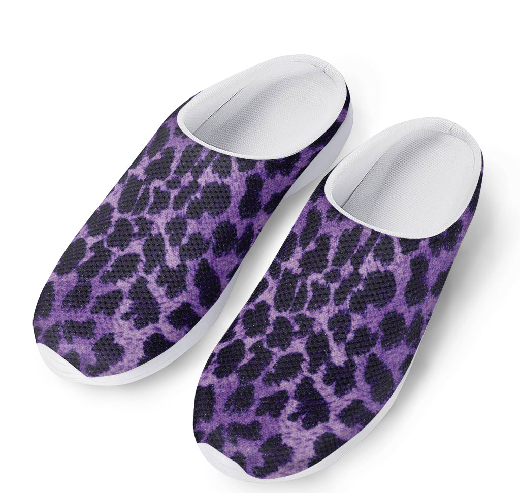 Purple And Black Cheetah Print Mesh Casual Shoes