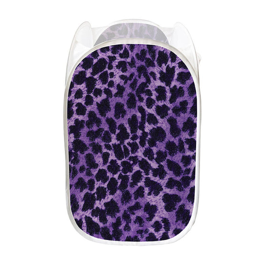 Purple And Black Cheetah Print Mesh Laundry Hamper