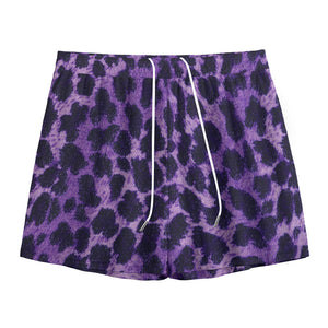 Purple And Black Cheetah Print Mesh Shorts