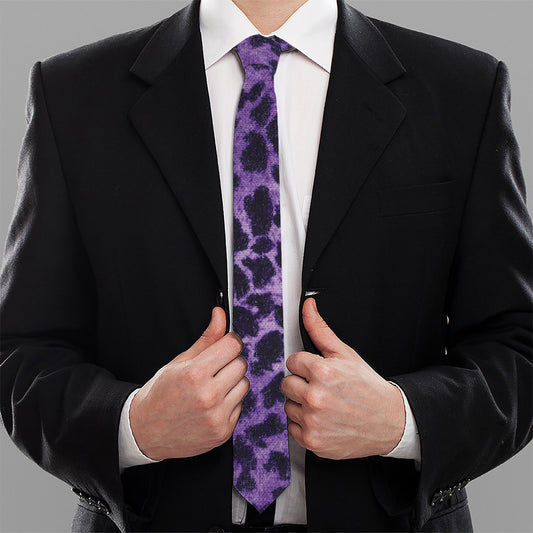 Purple And Black Cheetah Print Necktie
