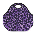 Purple And Black Cheetah Print Neoprene Lunch Bag