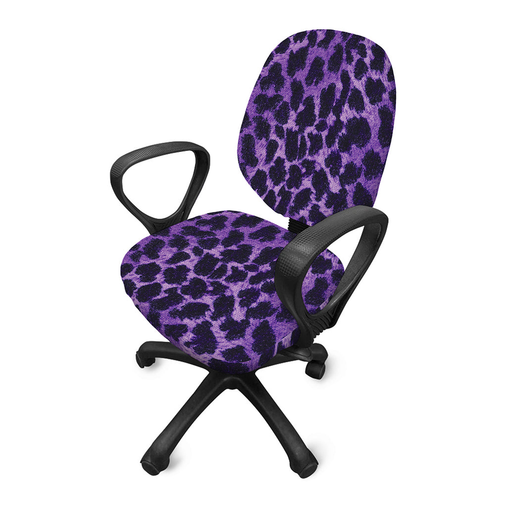 Purple And Black Cheetah Print Office Chair Cover