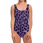 Purple And Black Cheetah Print One Piece Swimsuit