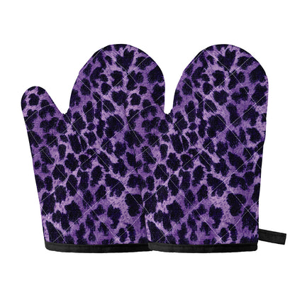 Purple And Black Cheetah Print Oven Mitts