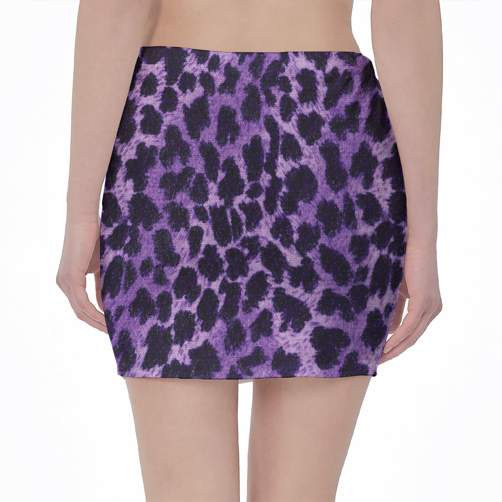 Purple And Black Cheetah Print Pencil Mini Skirt