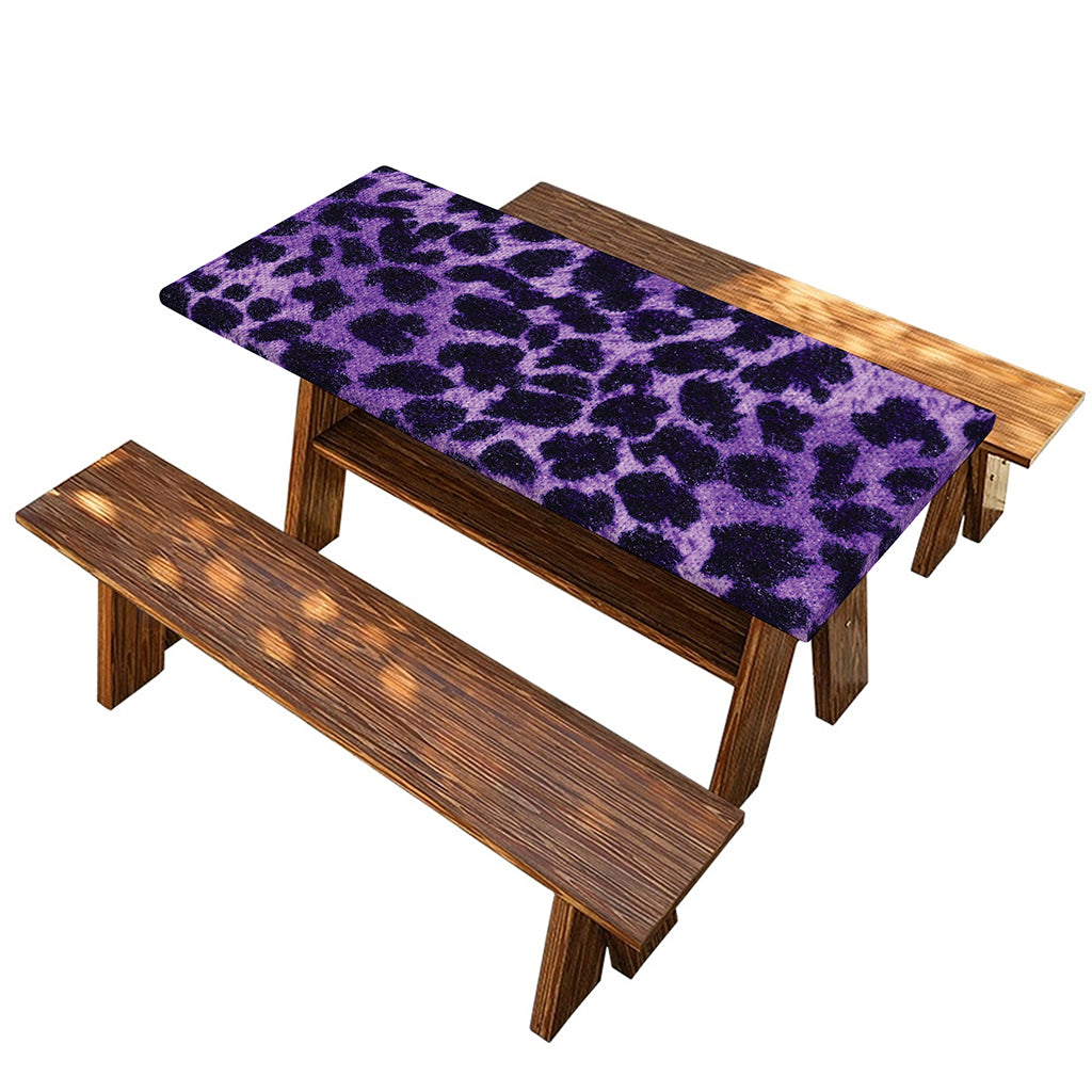 Purple And Black Cheetah Print Picnic Table Cover